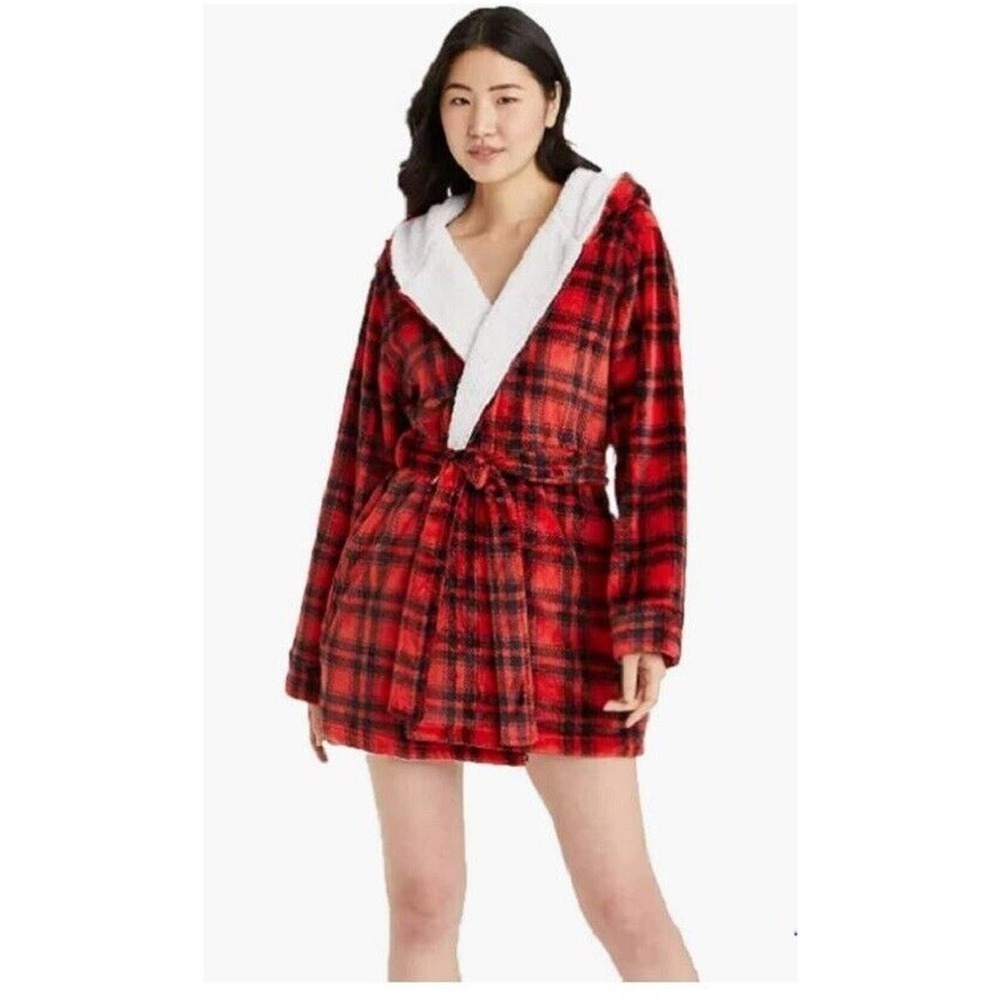 Colsie Buffalo Plaid Hooded Robe size XS/S #10402